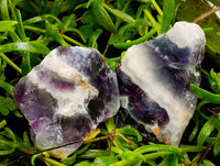 Polished On One Side Watermelon Fluorite Cobbed Pieces x 12 From Uis, Namibia