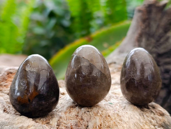 Polished Smokey Quartz Eggs x 35 From Madagascar