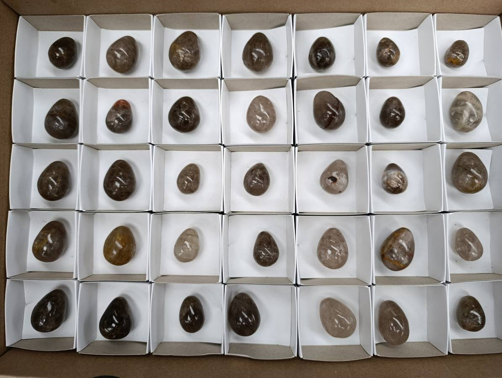 Polished Smokey Quartz Eggs x 35 From Madagascar - Toprock Gemstones and Minerals 