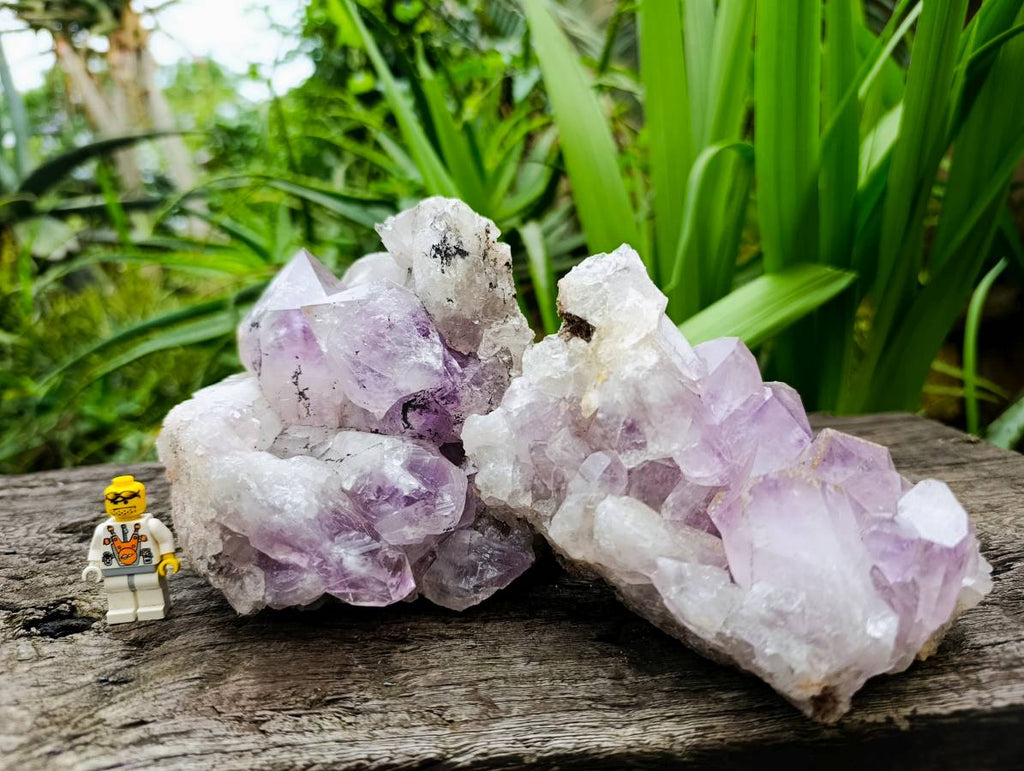 Natural Jacaranda Amethyst Quartz Crystal Clusters x 2 From Mumbwa, Zambia - Toprock Gemstones and Minerals 
