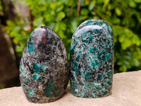 Polished Emerald Mica 'Mutokolite' Standing Free Forms x 4 From Mutoko, Zimbabwe