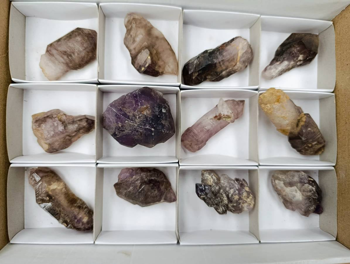 Natural Window Amethyst Crystals x 12 From Chiredzi, Zimbabwe - Toprock Gemstones and Minerals 