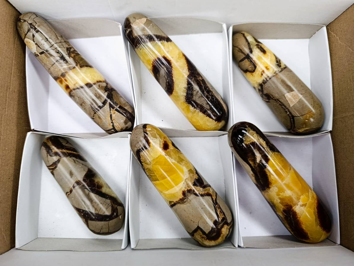Polished Septerye Massage Wands x 6 From Mahajanga, Madagascar - Toprock Gemstones and Minerals 