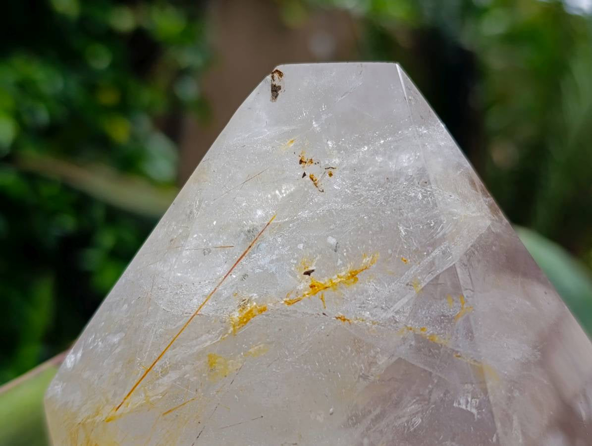 Polished Smokey Window Amethyst Crystal with Rutile x 1 From Akansobe, Madagascar - Toprock Gemstones and Minerals 