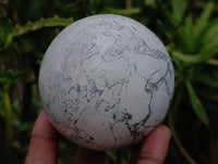 Polished Lightning Strike Howlite Spheres x 3 - From Zimbabwe