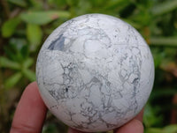 Polished Lightning Strike Howlite Spheres x 3 - From Zimbabwe