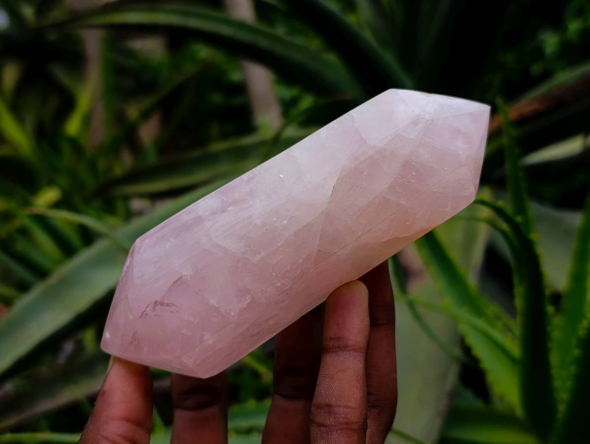 Polished Double Terminated Rose Quartz Crystals x 6 From Madagascar - Toprock Gemstones and Minerals 