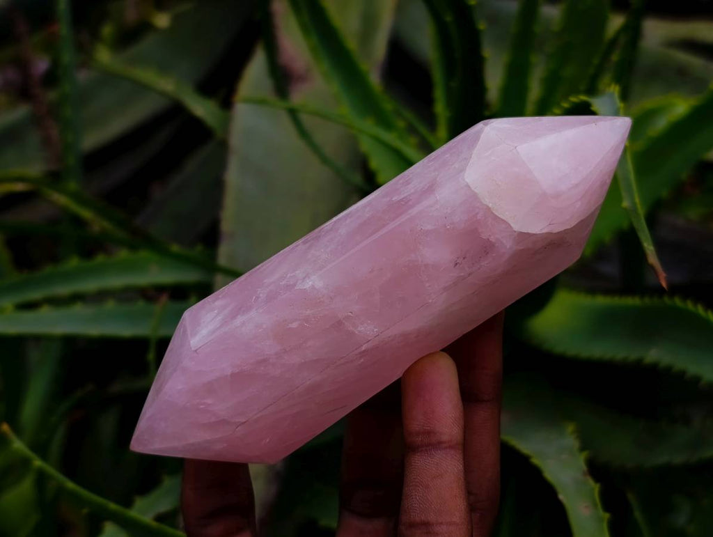 Polished Double Terminated Rose Quartz Crystals x 6 From Madagascar - Toprock Gemstones and Minerals 