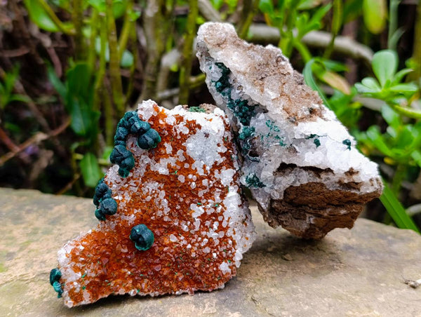 Natural Ball Malachite and Drusy Quartz On Dolomite Matrix Specimens x 6 From Mindingi Mine, Kambove, Congo