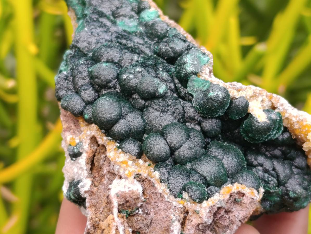 Natural Ball Malachite and Drusy Quartz On Dolomite Matrix Specimens x 2 From Mindingi Mine, Kambove, Congo - Toprock Gemstones and Minerals 