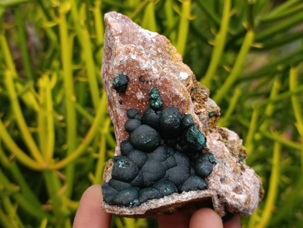 Natural Ball Malachite and Drusy Quartz On Dolomite Matrix Specimens x 2 From Mindingi Mine, Kambove, Congo - Toprock Gemstones and Minerals 