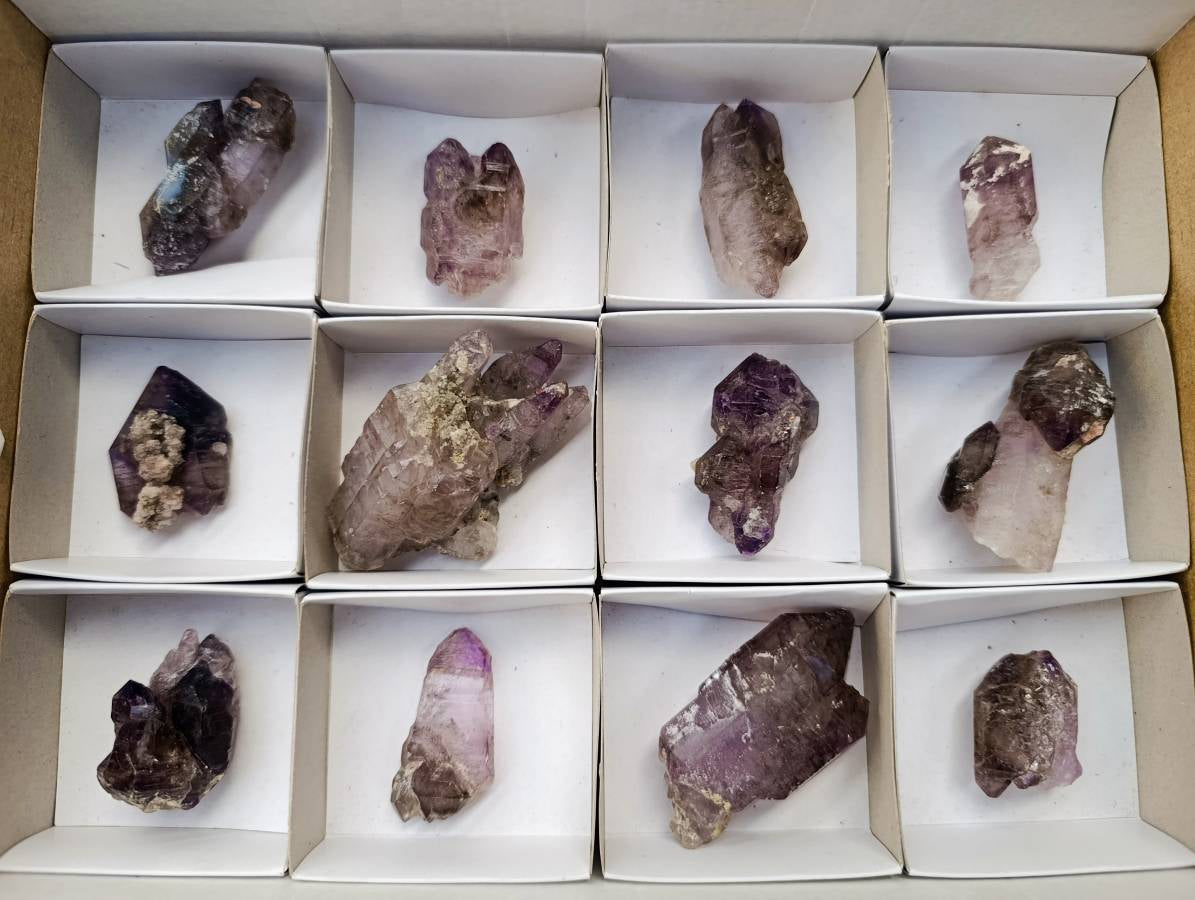Natural Window Amethyst Crystals x 12 From Chiredzi, Zimbabwe - Toprock Gemstones and Minerals 