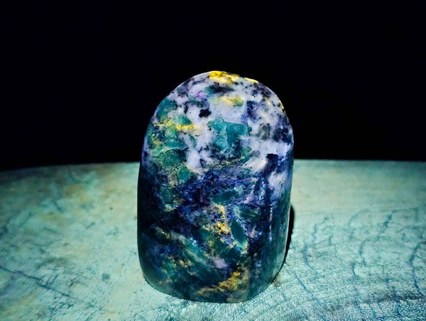 Polished Emerald Mica 'Mutokolite' Standing Free Forms x 4 From Mutoko, Zimbabwe
