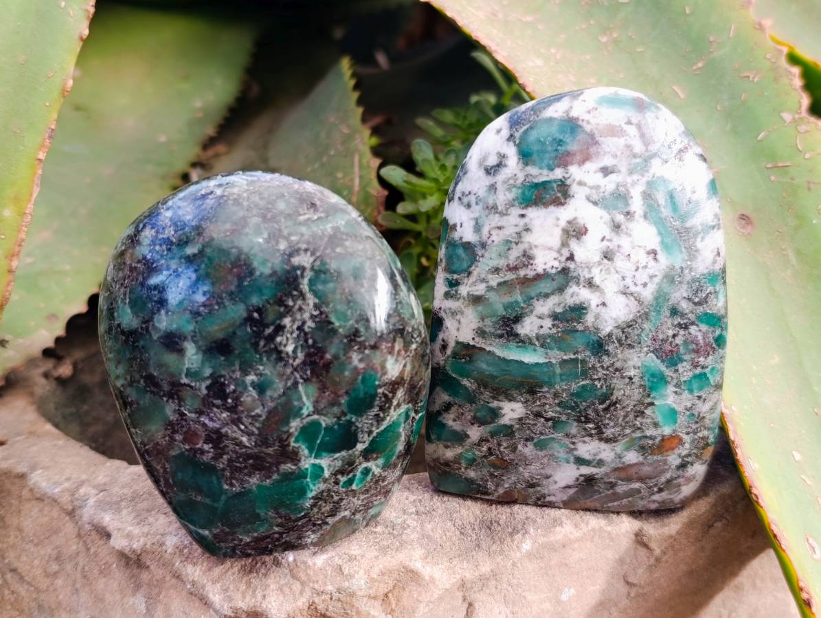 Polished Emerald Mica 'Mutokolite' Standing Free Forms x 4 From Mutoko, Zimbabwe - Toprock Gemstones and Minerals 