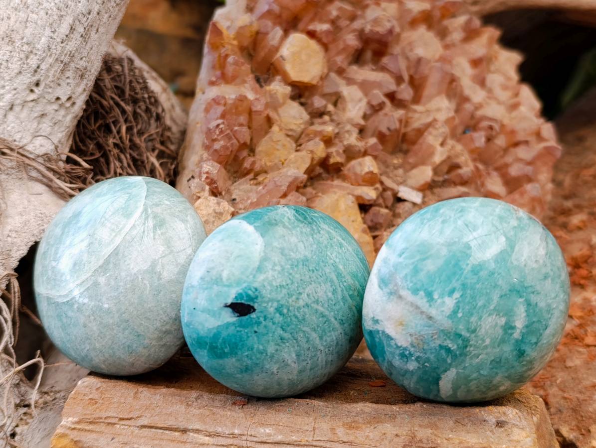 Polished Amazonite Palm Stones x 12 From Madagascar - Toprock Gemstones and Minerals 