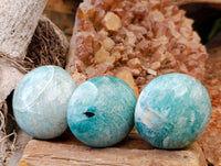 Polished Amazonite Palm Stones x 12 From Madagascar