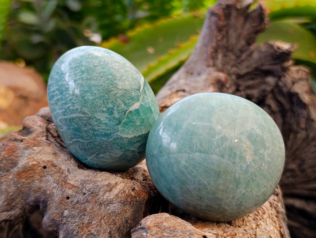 Polished Amazonite Palm Stones x 12 From Madagascar - Toprock Gemstones and Minerals 