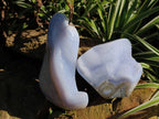 Polished Blue Lace Agate Standing And Free Form x 2 From Nsanje, Malawi - Toprock Gemstones and Minerals 