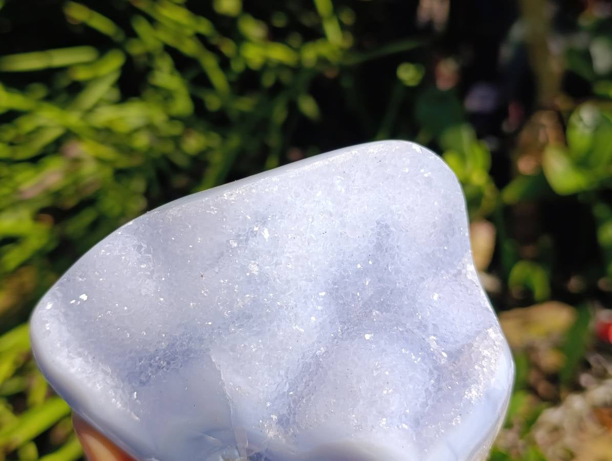 Polished Blue Lace Agate Standing And Free Form x 2 From Nsanje, Malawi - Toprock Gemstones and Minerals 
