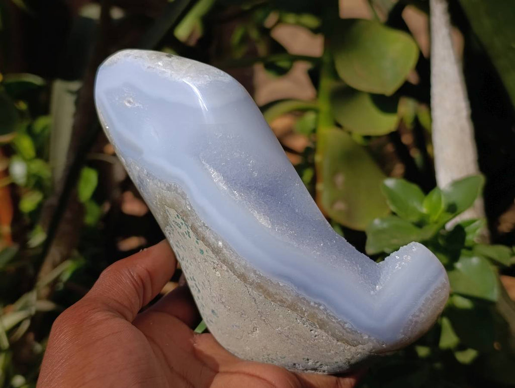 Polished Blue Lace Agate Standing And Free Form x 2 From Nsanje, Malawi - Toprock Gemstones and Minerals 