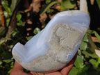 Polished Blue Lace Agate Standing And Free Form x 2 From Nsanje, Malawi - Toprock Gemstones and Minerals 