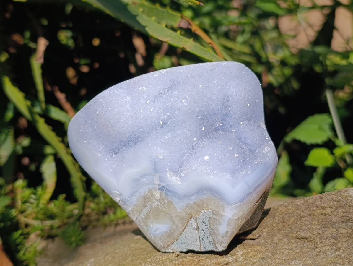 Polished Blue Lace Agate Standing And Free Form x 2 From Nsanje, Malawi - Toprock Gemstones and Minerals 