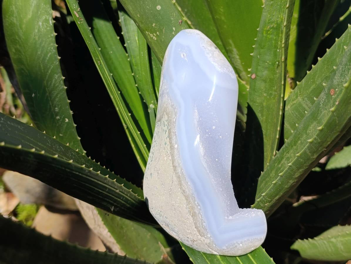 Polished Blue Lace Agate Standing And Free Form x 2 From Nsanje, Malawi - Toprock Gemstones and Minerals 