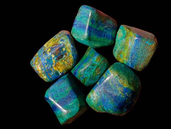 Polished Azurite And Flower Banded Malachite Free Forms x 70 From Congo