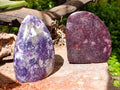 Polished Lepidolite Standing Free Forms x 2 From Madagascar - Toprock Gemstones and Minerals 