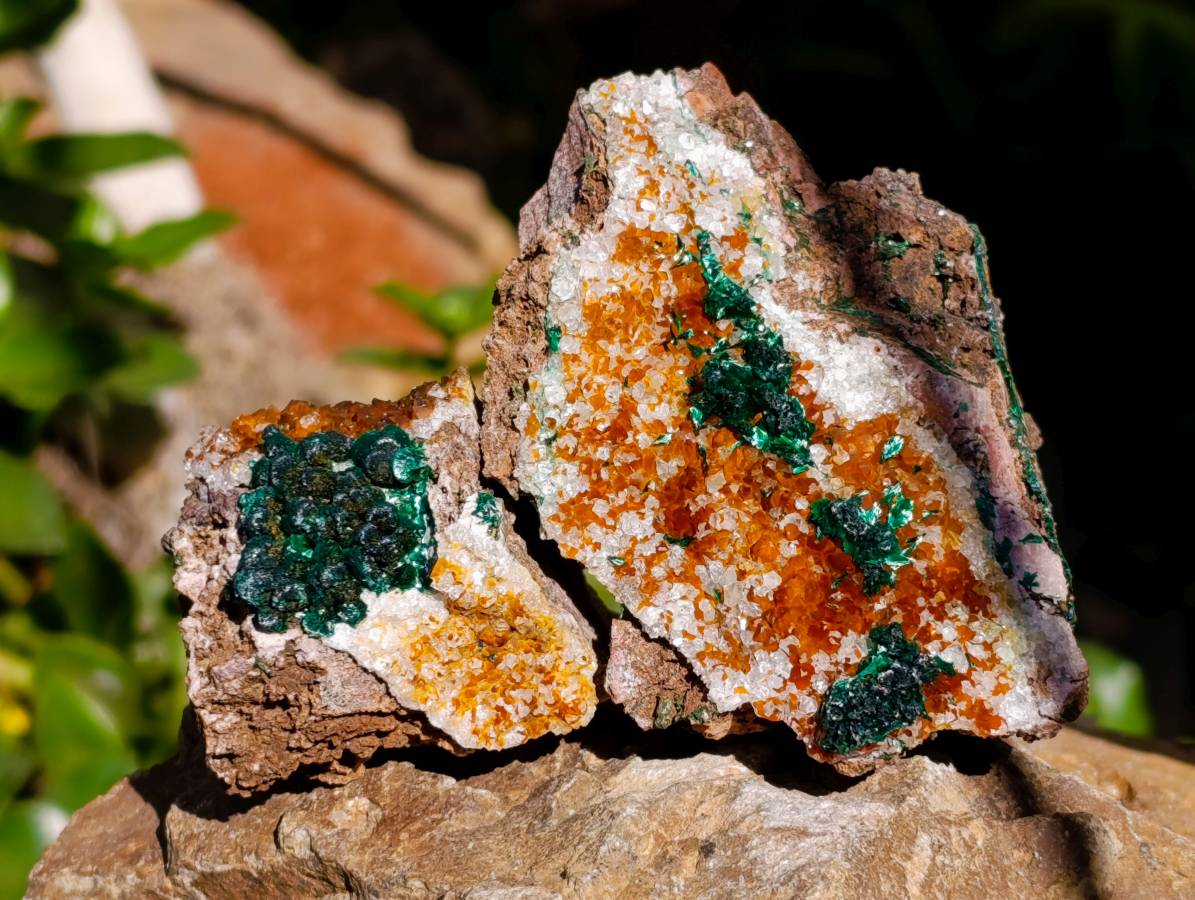Natural Ball Malachite and Drusy Quartz On Dolomite Matrix Specimens x 6 From Mindingi Mine, Kambove, Congo - Toprock Gemstones and Minerals 