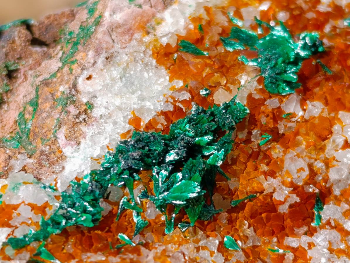 Natural Ball Malachite and Drusy Quartz On Dolomite Matrix Specimens x 6 From Mindingi Mine, Kambove, Congo - Toprock Gemstones and Minerals 