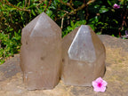 Polished Pearly Smokey Quartz Crystals x 2 From Angola - Toprock Gemstones and Minerals 