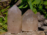 Polished Pearly Smokey Quartz Crystals x 2 From Angola