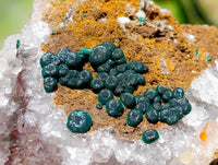 Natural Ball Malachite and Drusy Quartz On Dolomite Matrix Specimens x 6 From Mindingi Mine, Kambove, Congo