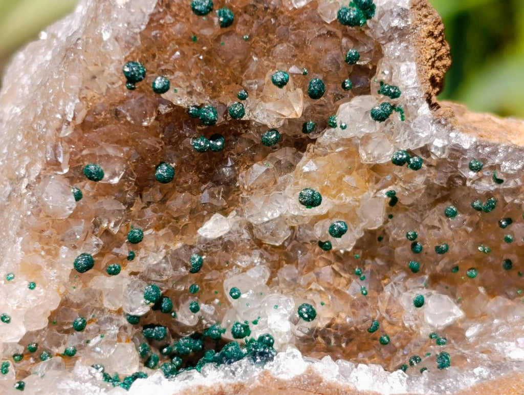 Natural Ball Malachite and Drusy Quartz On Dolomite Matrix Specimens x 6 From Mindingi Mine, Kambove, Congo - Toprock Gemstones and Minerals 