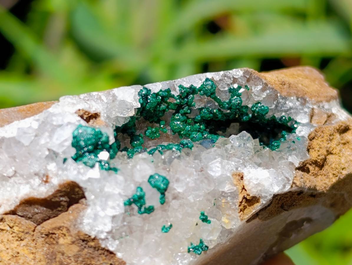 Natural Ball Malachite and Drusy Quartz On Dolomite Matrix Specimens x 6 From Mindingi Mine, Kambove, Congo - Toprock Gemstones and Minerals 