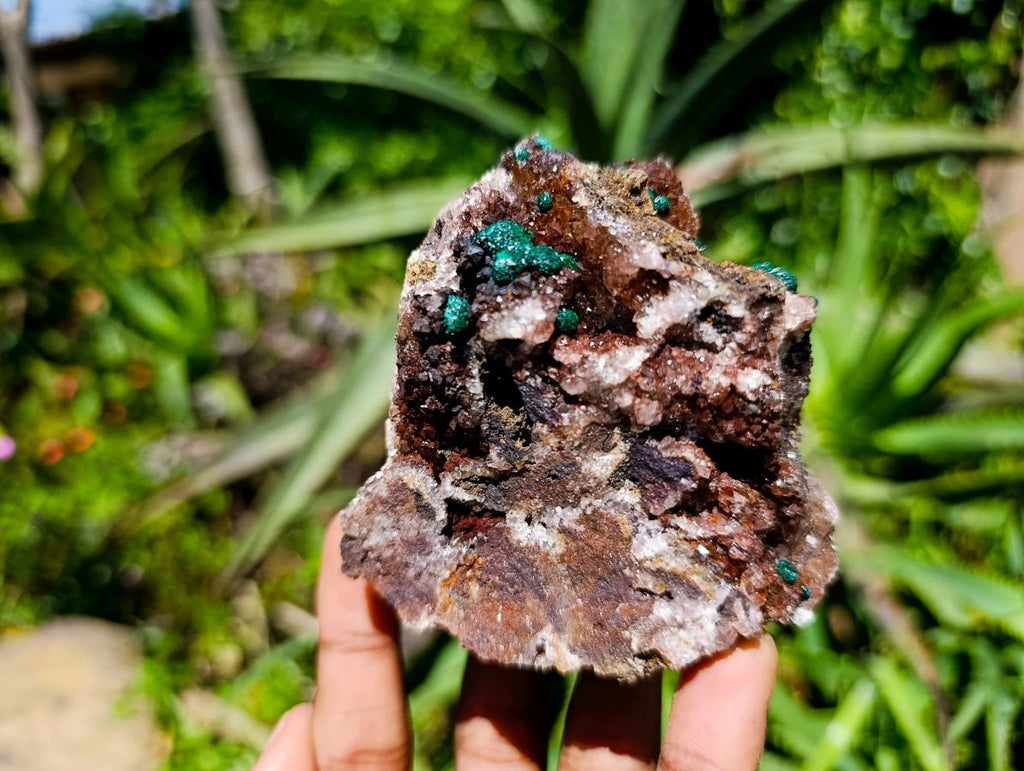 Natural Ball Malachite and Drusy Quartz On Dolomite Matrix Specimens x 6 From Mindingi Mine, Kambove, Congo - Toprock Gemstones and Minerals 