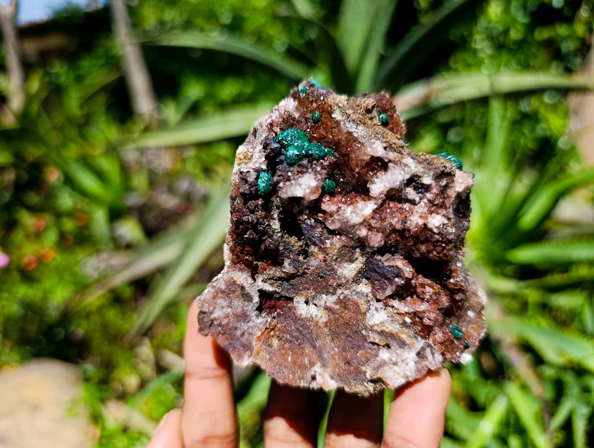 Natural Ball Malachite and Drusy Quartz On Dolomite Matrix Specimens x 6 From Mindingi Mine, Kambove, Congo - Toprock Gemstones and Minerals 