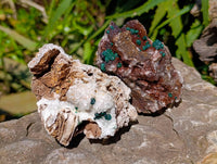 Natural Ball Malachite and Drusy Quartz On Dolomite Matrix Specimens x 6 From Mindingi Mine, Kambove, Congo