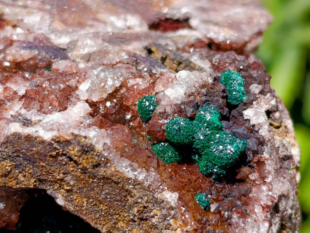 Natural Ball Malachite and Drusy Quartz On Dolomite Matrix Specimens x 6 From Mindingi Mine, Kambove, Congo - Toprock Gemstones and Minerals 