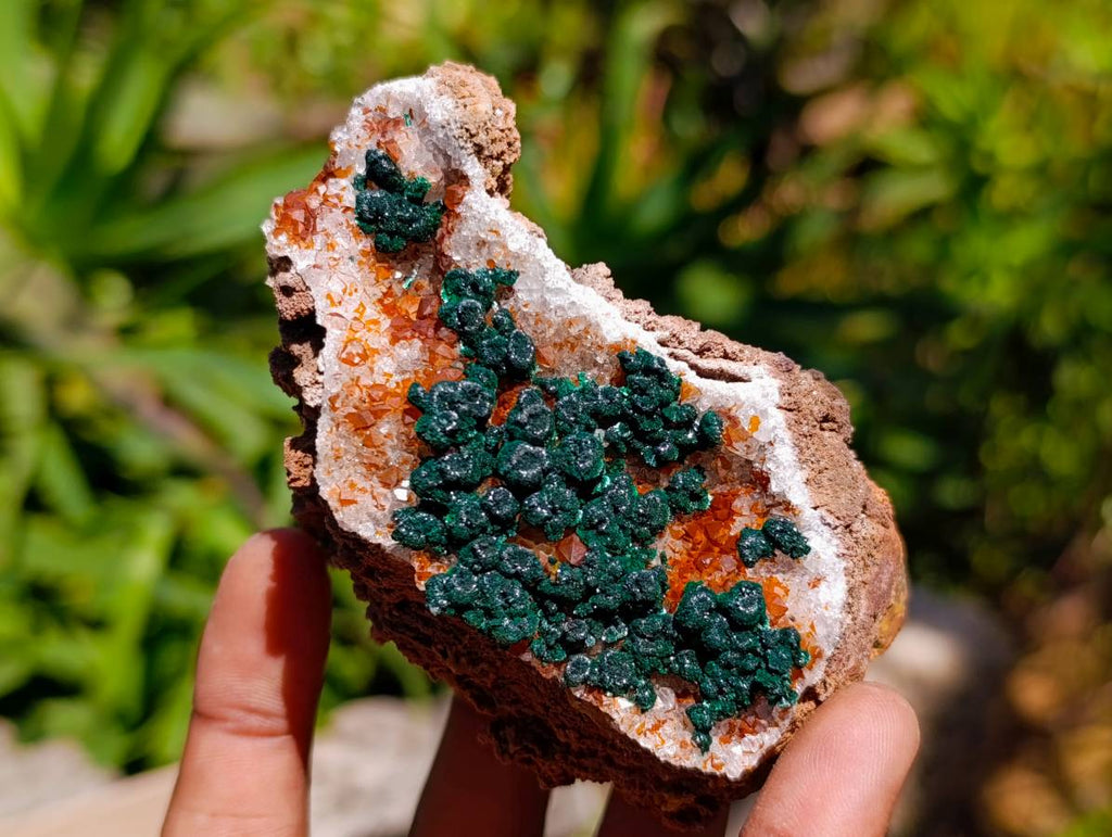 Natural Ball Malachite and Drusy Quartz On Dolomite Matrix Specimens x 6 From Mindingi Mine, Kambove, Congo - Toprock Gemstones and Minerals 