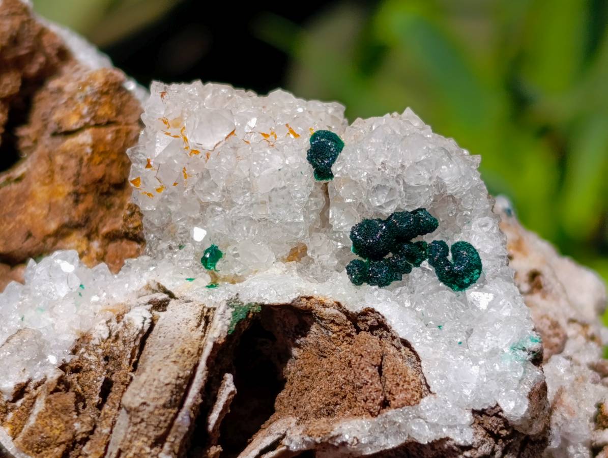 Natural Ball Malachite and Drusy Quartz On Dolomite Matrix Specimens x 6 From Mindingi Mine, Kambove, Congo - Toprock Gemstones and Minerals 