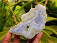 Polished On One Side Blue Lace Agate Geodes x 6 From Nsanje, Malawi