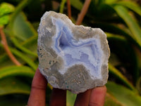 Polished On One Side Blue Lace Agate Geodes x 6 From Nsanje, Malawi