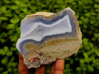 Polished On One Side Blue Lace Agate Geodes x 6 From Nsanje, Malawi