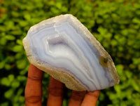 Polished On One Side Blue Lace Agate Geodes x 6 From Nsanje, Malawi