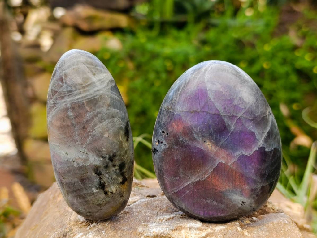 Polished Rare Purple Sunset Labradorite Galets x 12 From Tulear, Madagascar - Toprock Gemstones and Minerals 