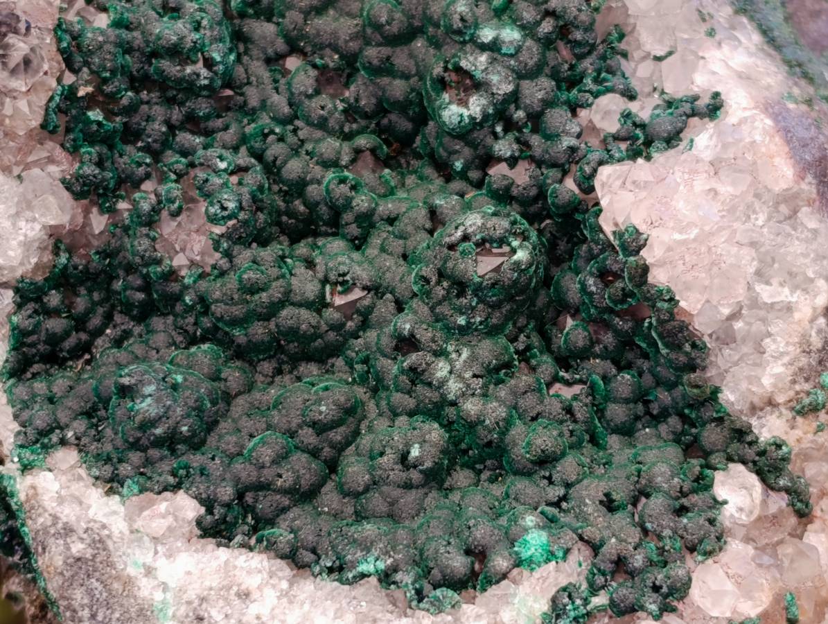 Natural Ball Malachite and Drusy Quartz On Dolomite Matrix Specimens x 2 From Mindingi Mine, Kambove, Congo - Toprock Gemstones and Minerals 