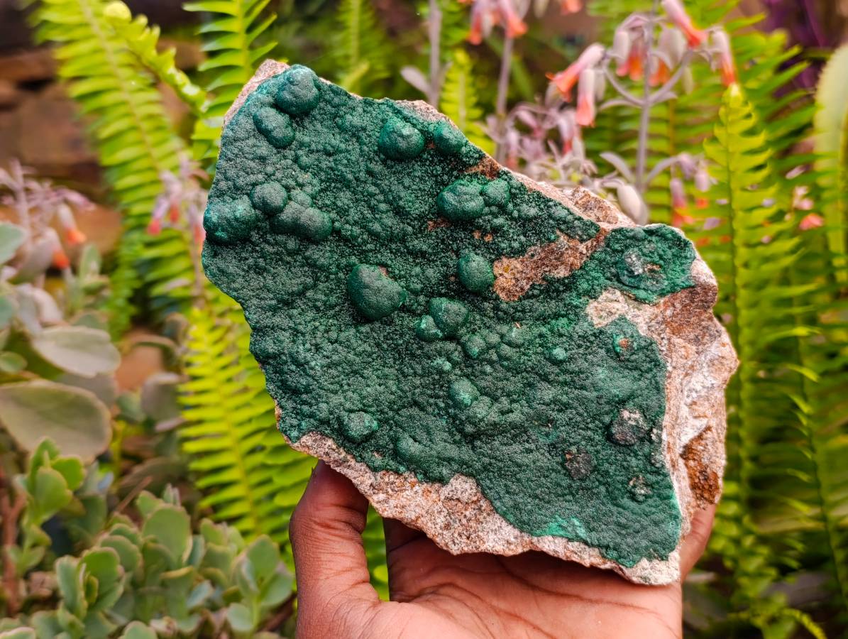 Natural Ball Malachite and Drusy Quartz On Dolomite Matrix Specimens x 2 From Mindingi Mine, Kambove, Congo - Toprock Gemstones and Minerals 