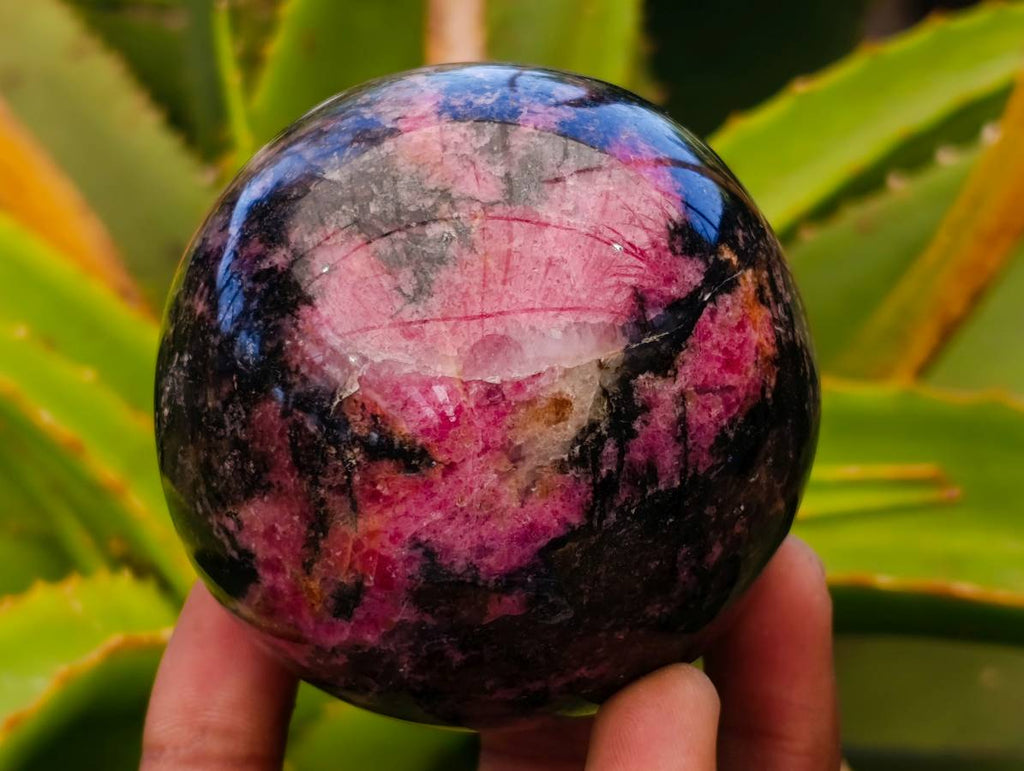 Polished Rhodonite Spheres x 4 From Ambindavato, Madagascar - Toprock Gemstones and Minerals 